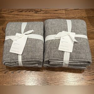 Set of 2 NEW Pottery Barn Pickstitch King Shams Light Gray